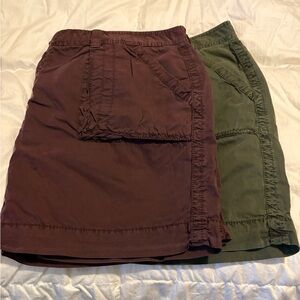 Two Casual Utility Skirts - Maroon & Olive